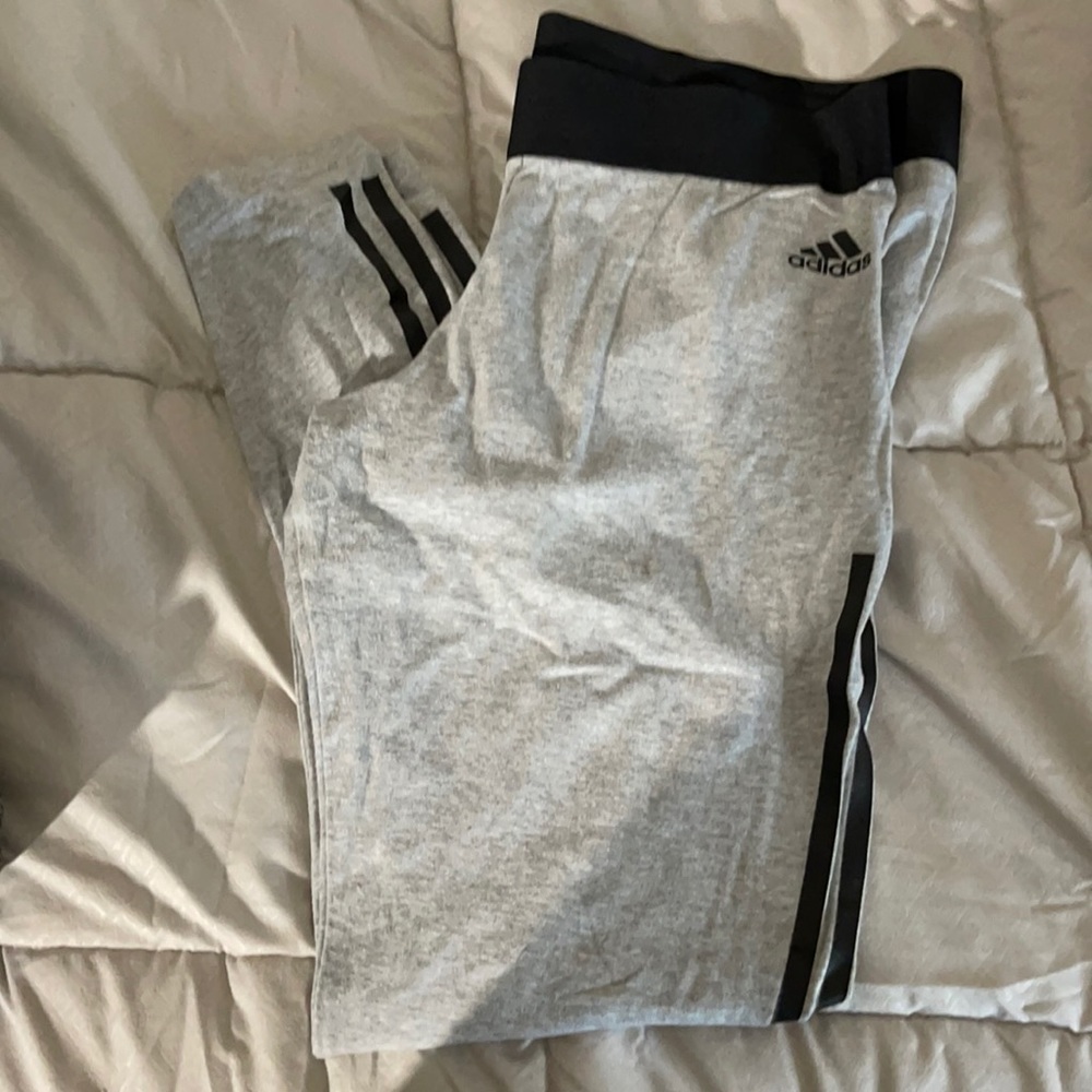 Large Adidas Grey and Black Leggings